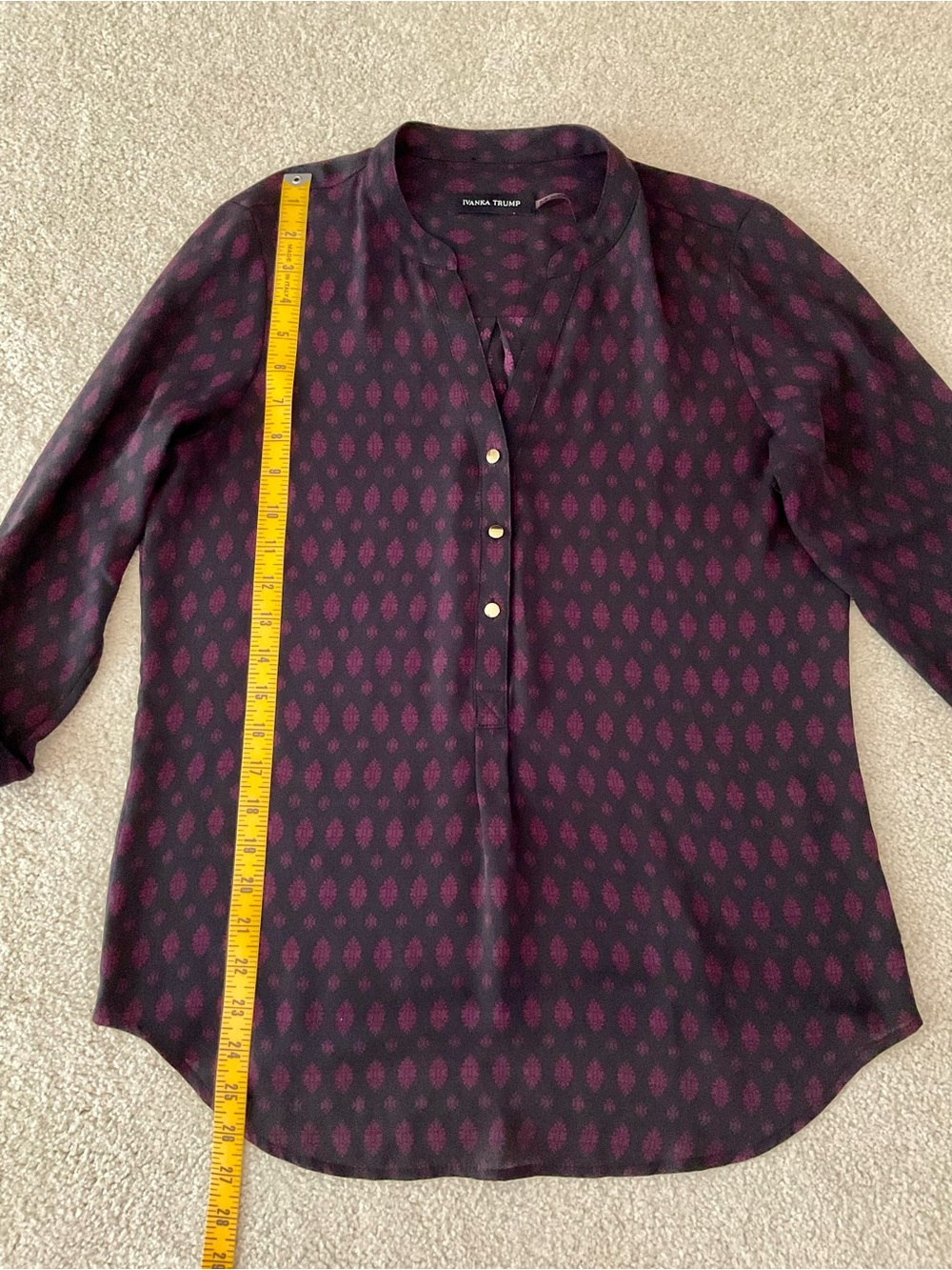 Ivanka Trump Blouse with Burgundy Teardrop Print